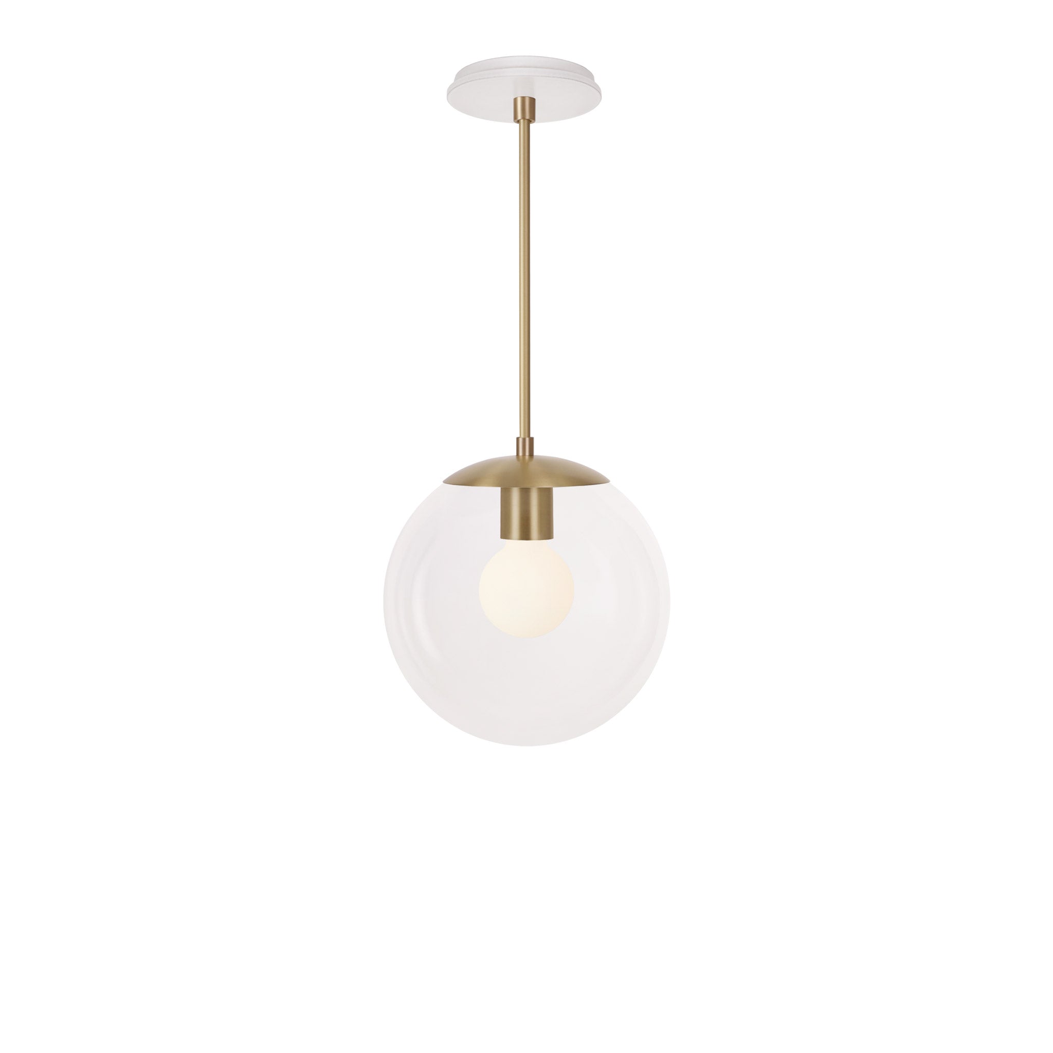 Alto Rod 10” Clear shown in Brass with a Brownstone White Swift Ceramic Canopy
