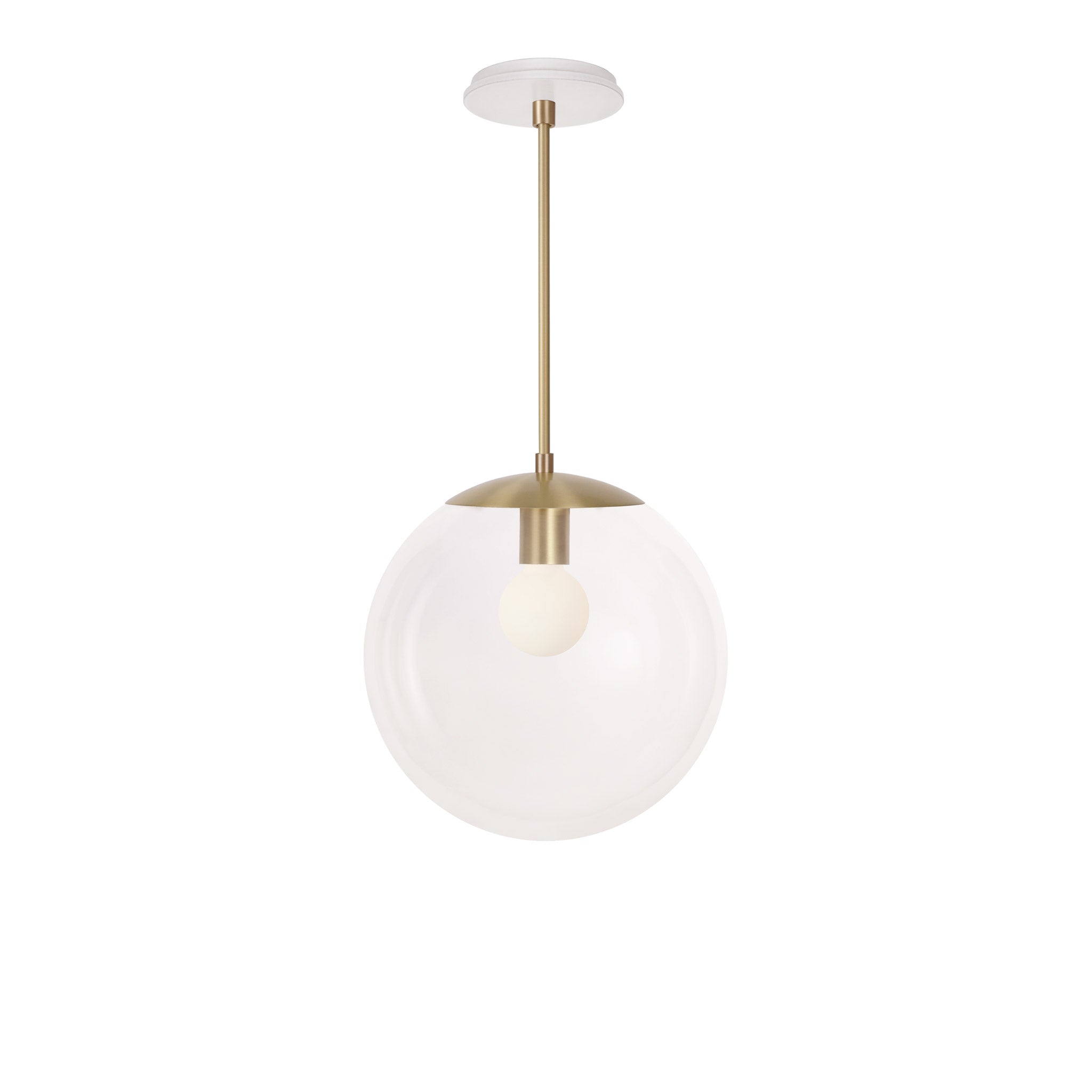 Alto Rod 12” Clear shown in Brass with a Brownstone White Swift Ceramic Canopy