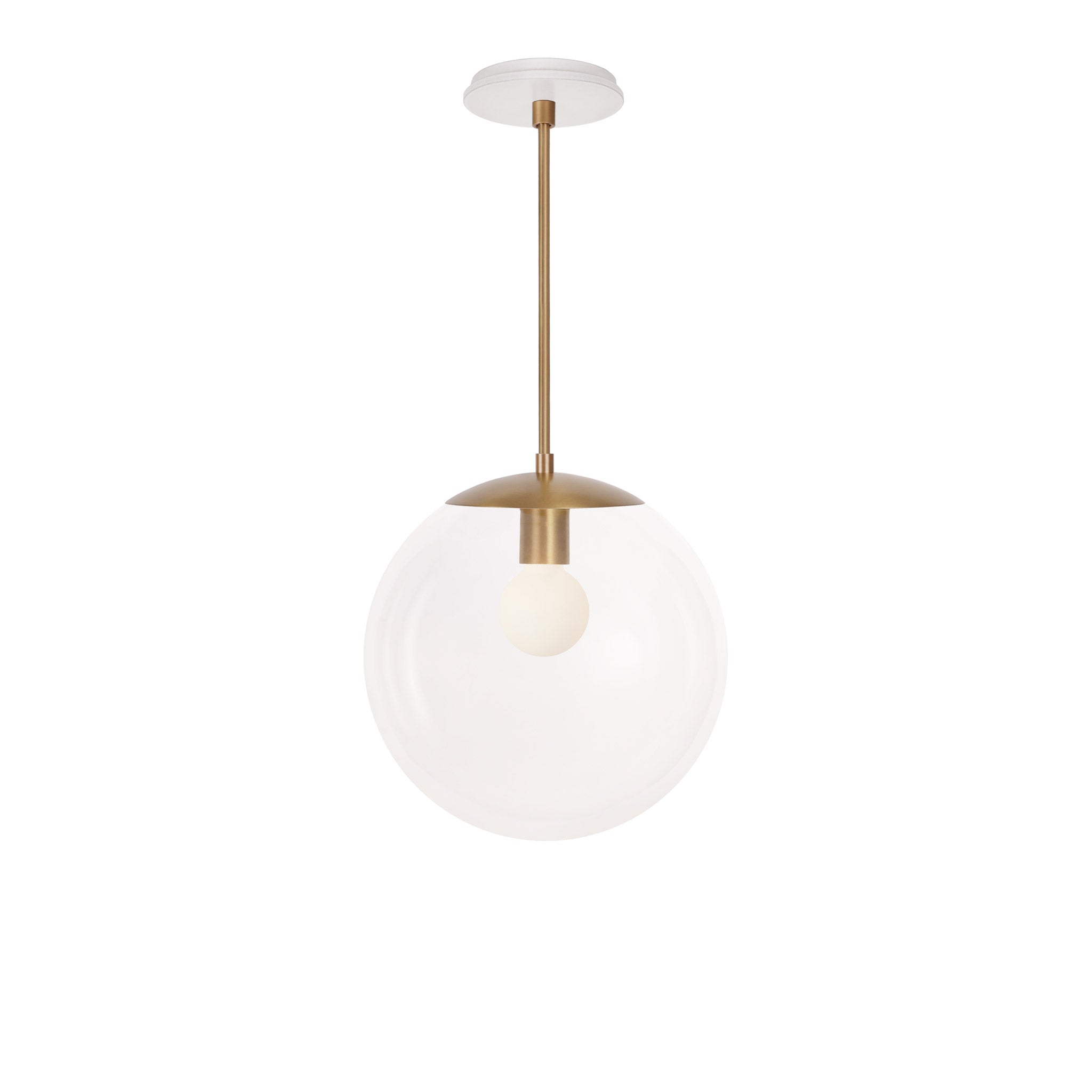 Alto Rod 12” Clear shown in Heirloom Brass with a Brownstone White Swift Ceramic Canopy