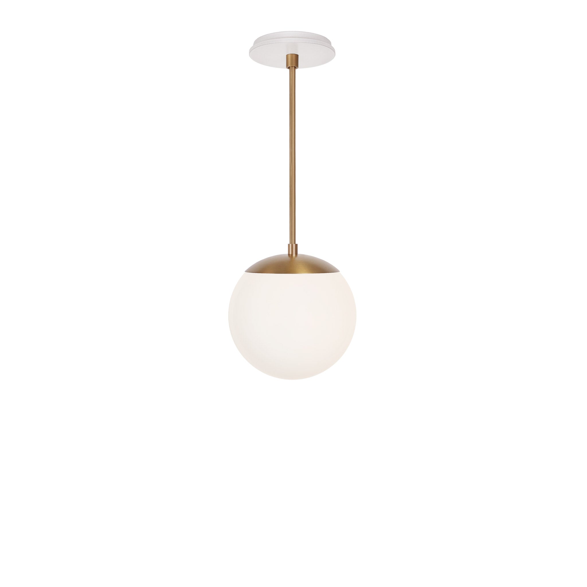 Alto Rod 8” Opal shown in Heirloom Brass with a Brownstone White Swift Ceramic Canopy