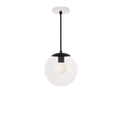 Alto Rod 10” Clear shown in Matte Black with a Brownstone White Swift Ceramic Canopy