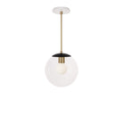 Alto Rod 10” Clear shown in Matte Black with Brass and a Brownstone White Swift Ceramic Canopy
