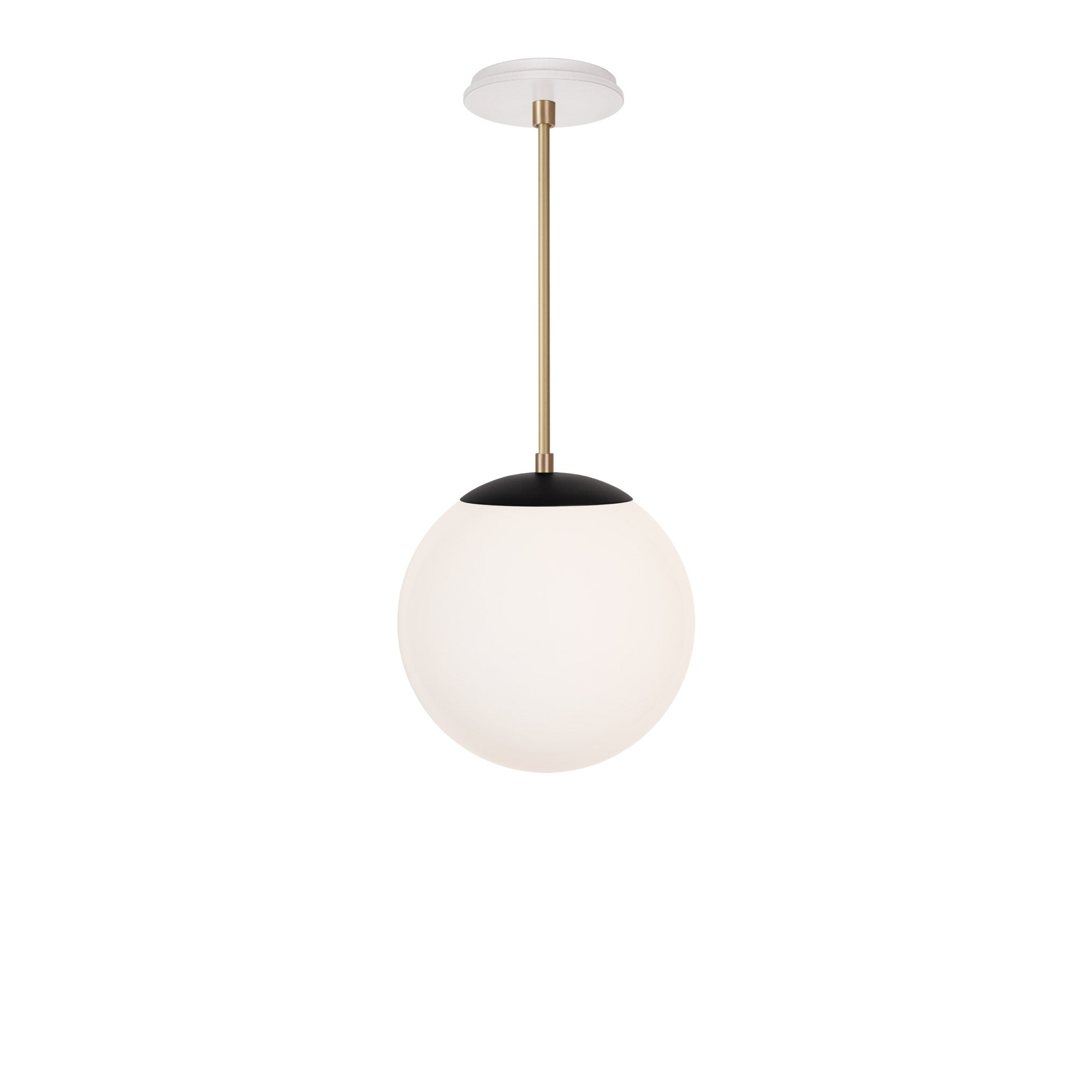 Alto Rod 10” Opal shown in Matte Black with Brass and a Brownstone White Swift Ceramic Canopy