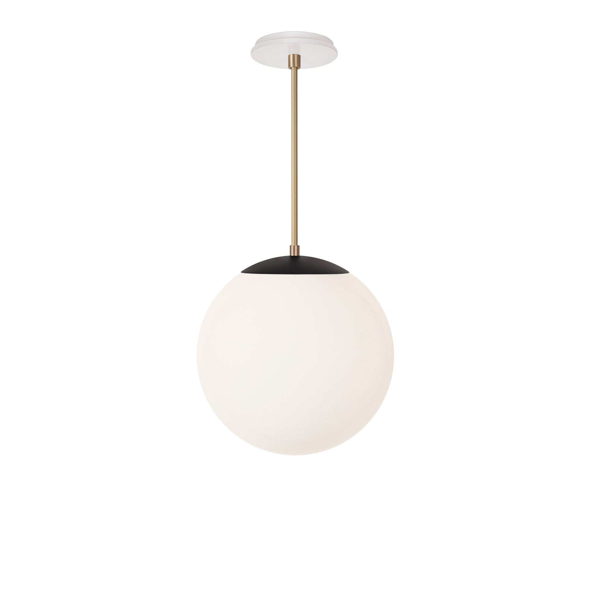 Alto Rod 12” Opal shown in Matte Black with Brass and a Brownstone White Swift Ceramic Canopy