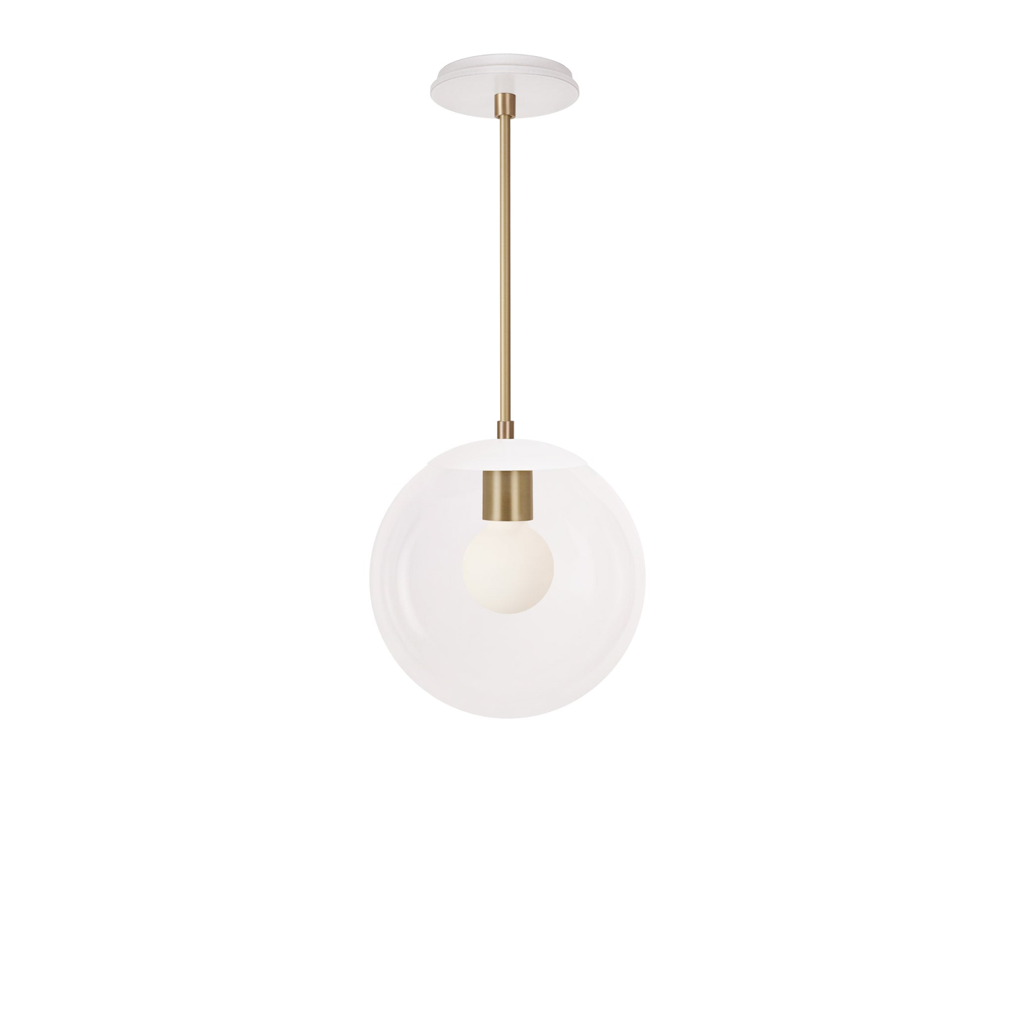 Alto Rod 10” Clear shown in White with Brass and a Brownstone White Swift Ceramic Canopy
