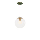 Alto Rod 10” Clear shown in Heirloom Brass with a Forest Green Swift Ceramic Canopy