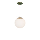 Alto Rod 10” Opal shown in Heirloom Brass with a Forest Green Swift Ceramic Canopy