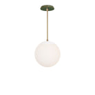 Alto Rod 10” Opal shown in White with Brass and a Forest Green Swift Ceramic Canopy