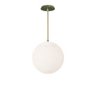 Alto Rod 12” Opal shown in White with Brass and a Forest Green Swift Ceramic Canopy