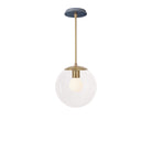 Alto Rod 10” Clear shown in Brass with an Indigo Blue Swift Ceramic Canopy
