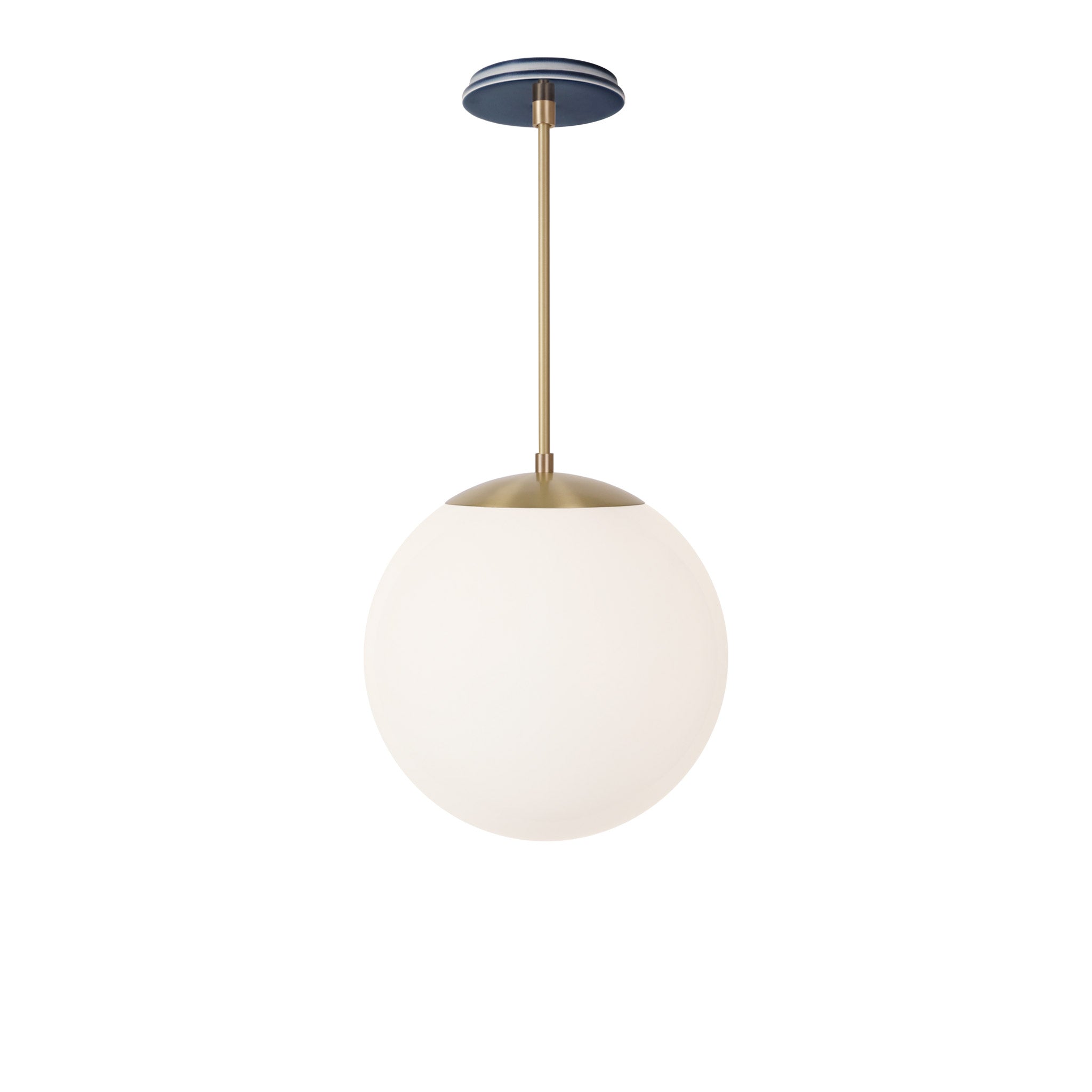 Alto Rod 12” Opal shown in Brass with an Indigo Blue Swift Ceramic Canopy