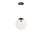 Alto Rod 10” Clear shown in Matte Black with Brass and an Indigo Blue Swift Ceramic Canopy