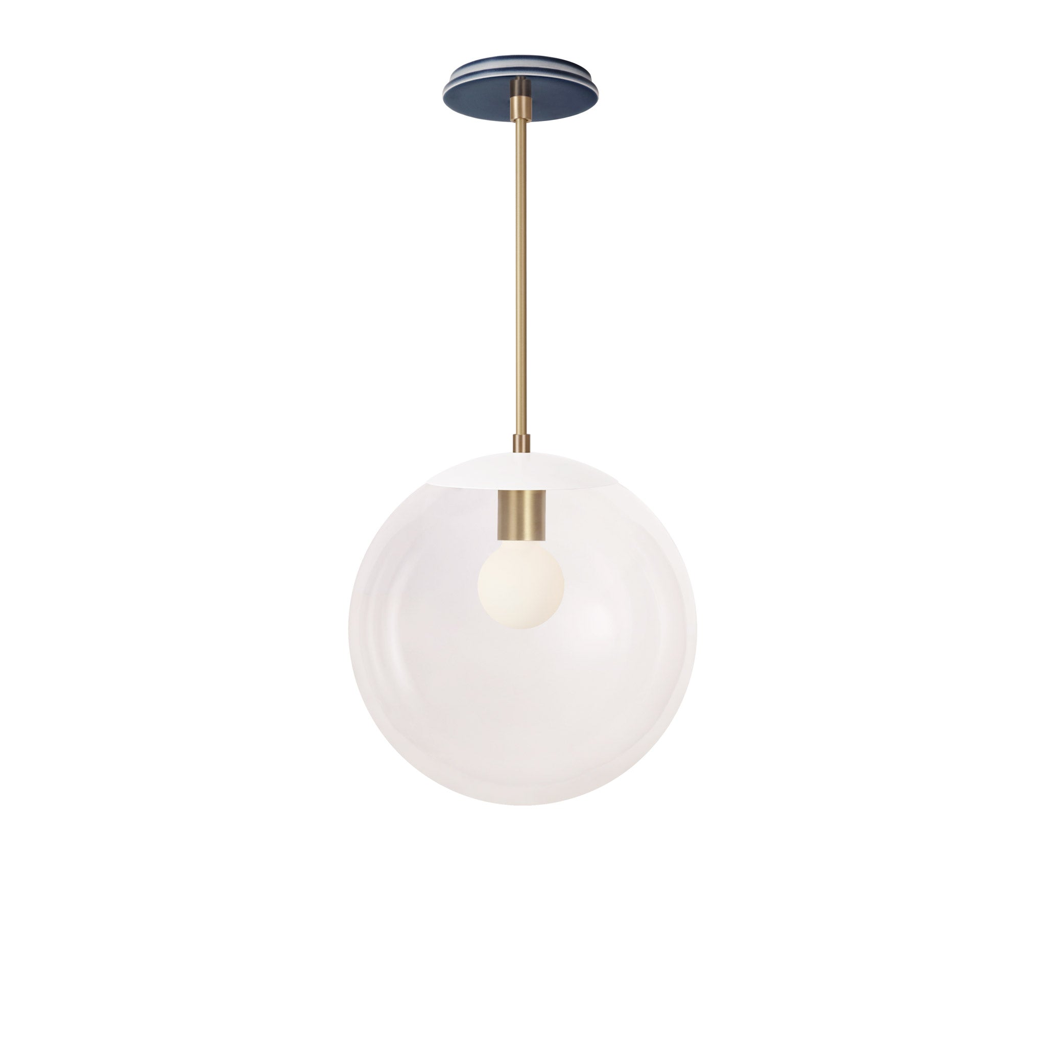 Alto Rod 12” Clear shown in White with Brass and an Indigo Blue Swift Ceramic Canopy