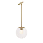 Alto Rod 10" for Vaulted Ceiling shown in Brass with a Clear 10" Globe