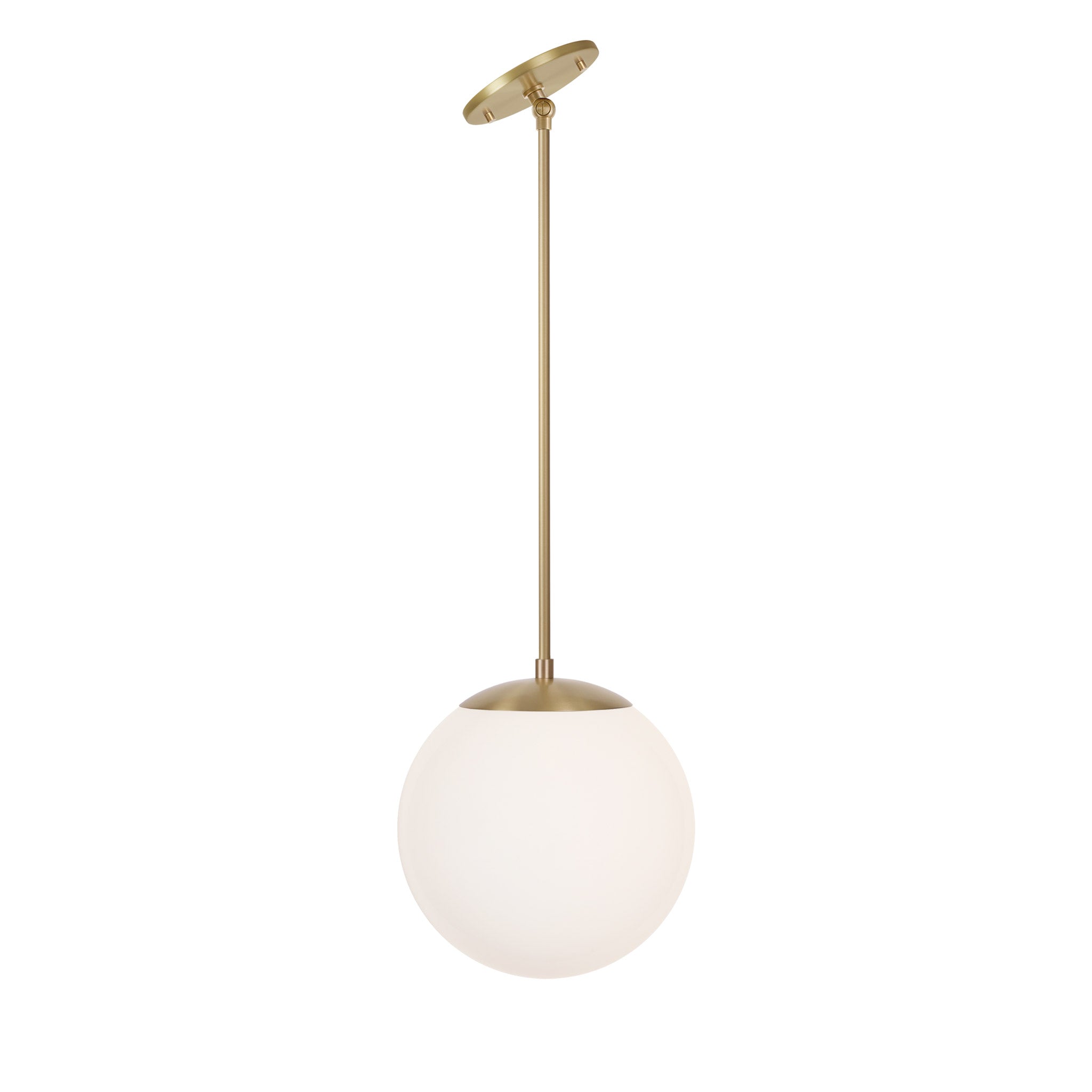 Alto Rod 10" for Vaulted Ceiling shown in Brass with an Opal 10" Globe