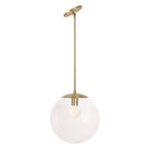 Alto Rod 12" for Vaulted Ceiling shown in Brass with a Clear 12" Globe
