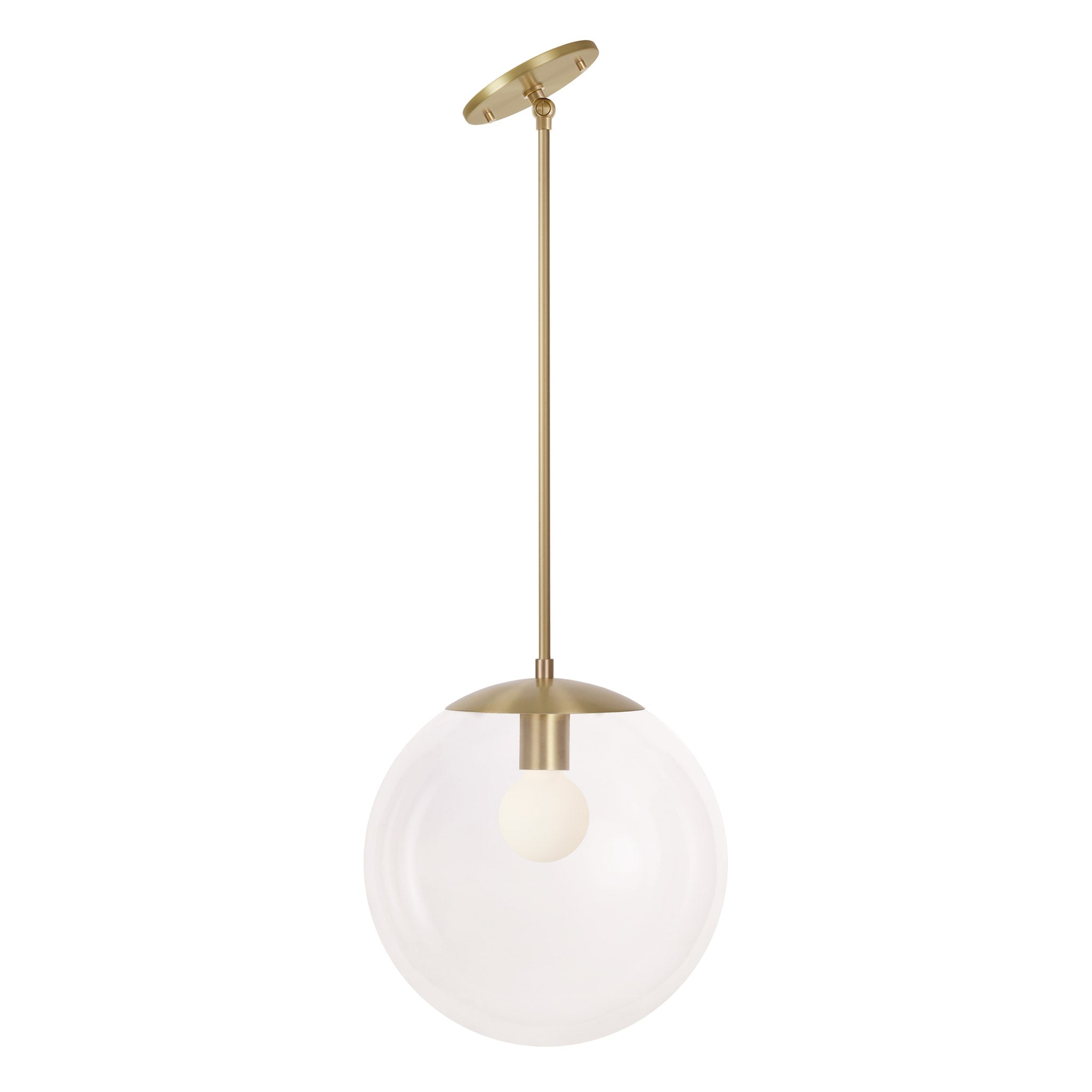 Alto Rod 12" for Vaulted Ceiling shown in Brass with a Clear 12" Globe