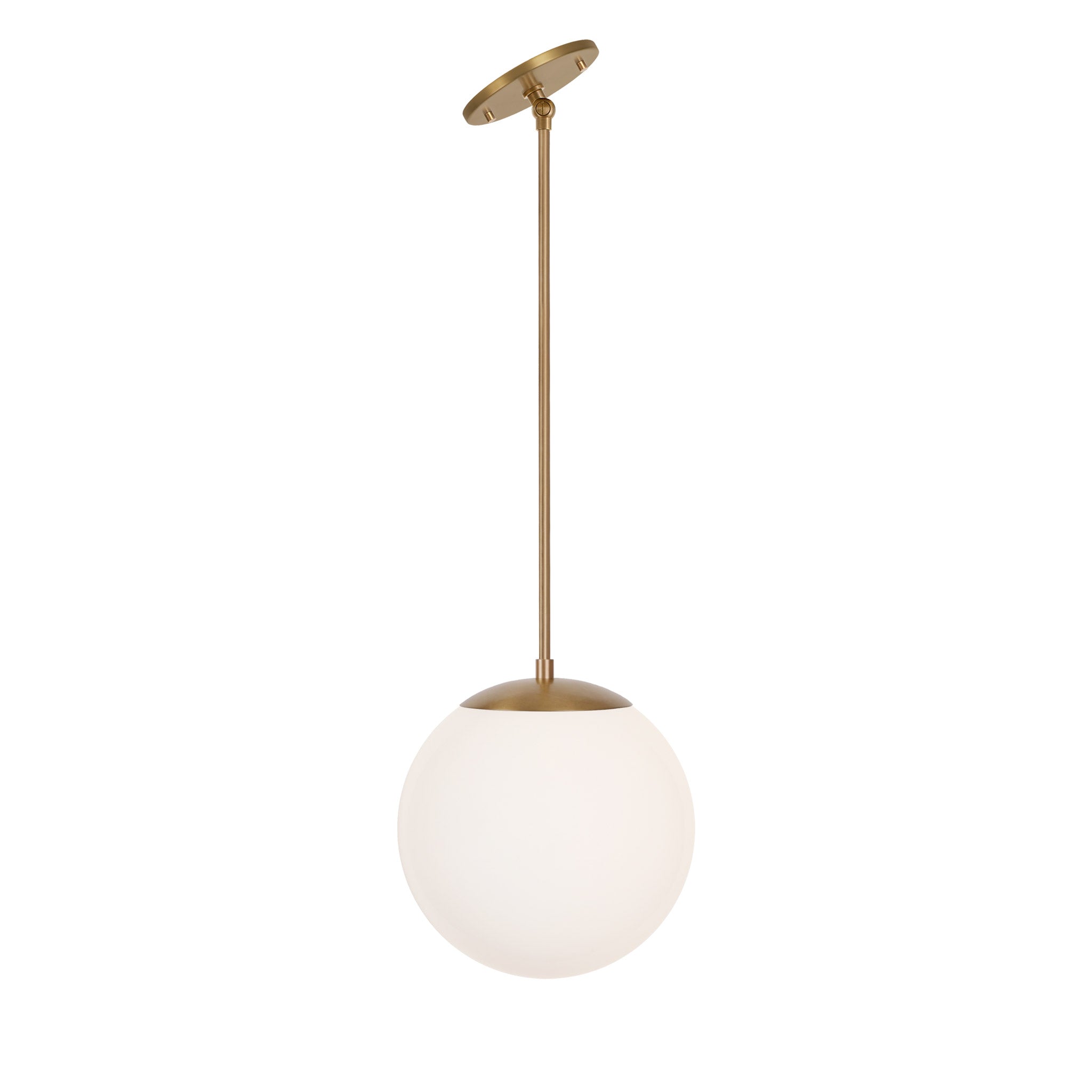 Alto Rod 10" for Vaulted Ceiling shown in Heirloom Brass with an Opal 10" Globe
