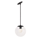 Alto Rod 10" for Vaulted Ceiling shown in Matte Black with a Clear 10" Globe