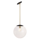 Alto Rod 12" for Vaulted Ceiling shown in Matte Black with Brass and a Clear 12" Globe
