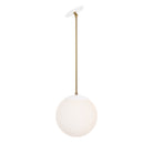 Alto Rod 10" for Vaulted Ceiling shown in White with Brass and an Opal 10" Globe