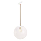 Alto Rod 12" for Vaulted Ceiling shown in White with Brass and a Clear 12" Globe