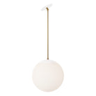 Alto Rod 12" for Vaulted Ceiling shown in White with Brass and an Opal 12" Globe