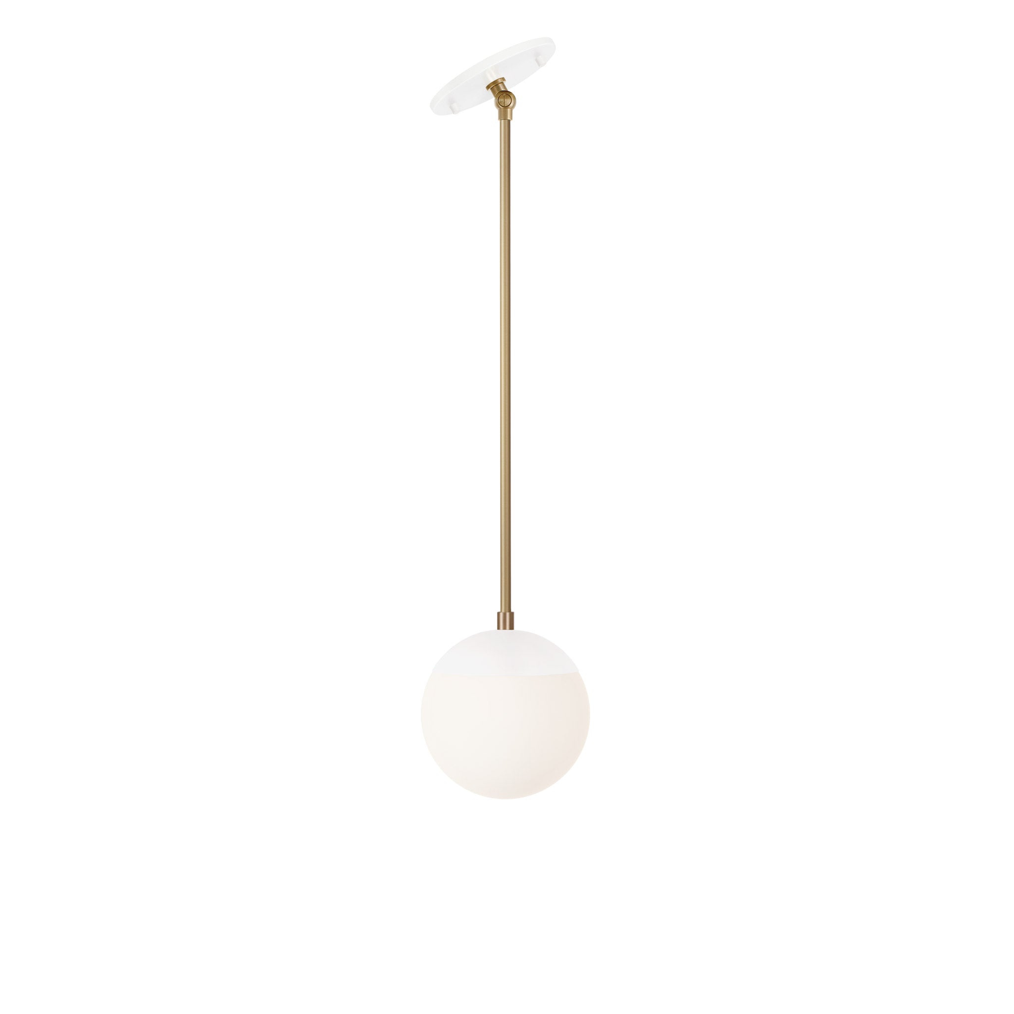 Alto Rod 6" for Vaulted Ceiling shown in White with Brass