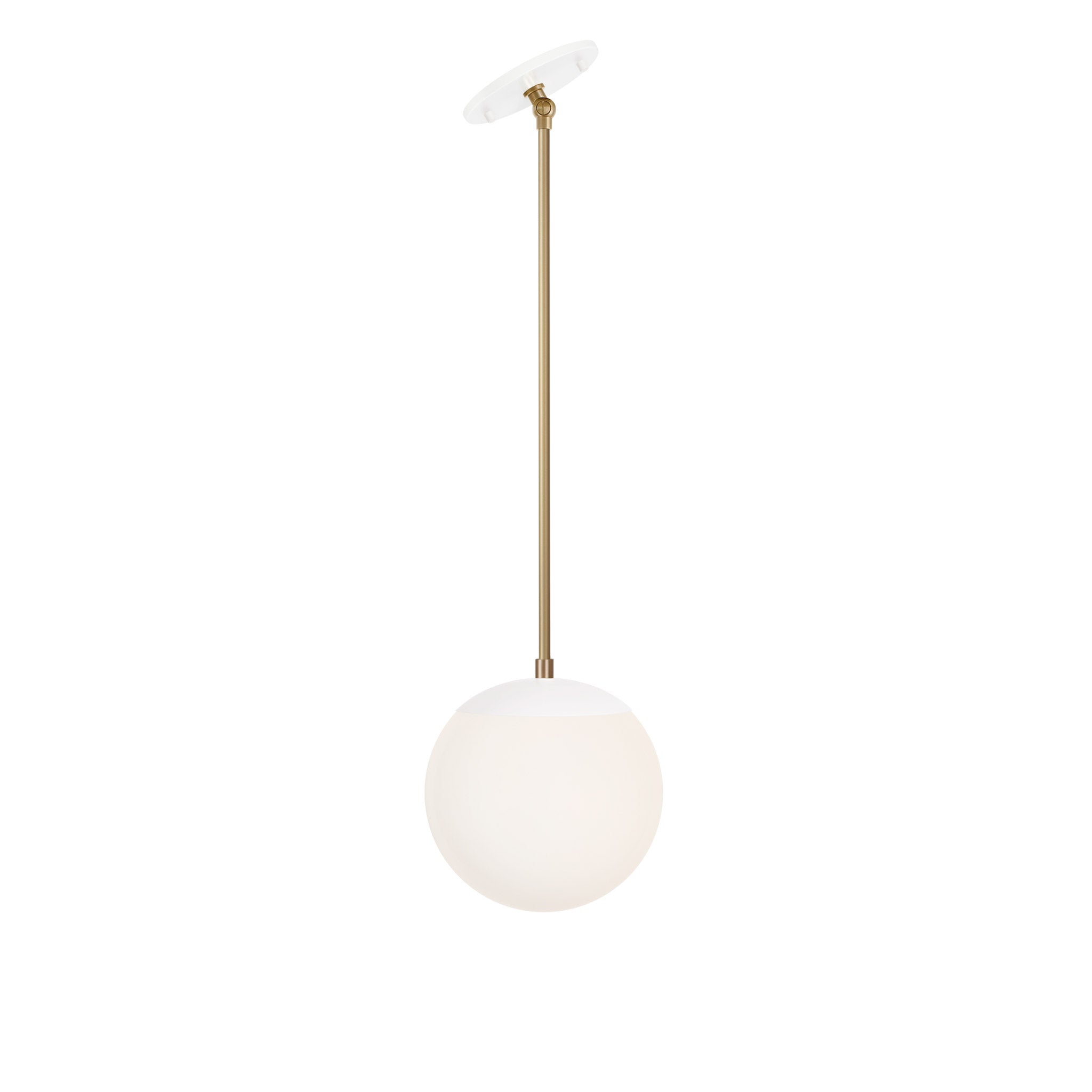 Alto Rod 8" for Vaulted Ceiling shown in White with Brass