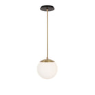 Alto Rod 8” Opal shown in Brass with a Black Stained Wood Canopy