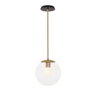 Alto Rod 10” Clear shown in Heirloom Brass with a Black Stained Wood Canopy