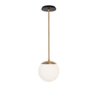 Alto Rod 8” Opal shown in Heirloom Brass with a Black Stained Wood Canopy