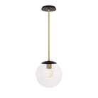 Alto Rod 10” Clear shown in Matte Black with Brass and a Black Stained Wood Canopy