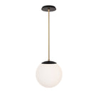 Alto Rod 10” Opal shown in Matte Black with Brass and a Black Stained Wood Canopy