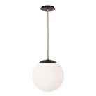 Alto Rod 12” Opal shown in Matte Black with Brass and a Black Stained Wood Canopy