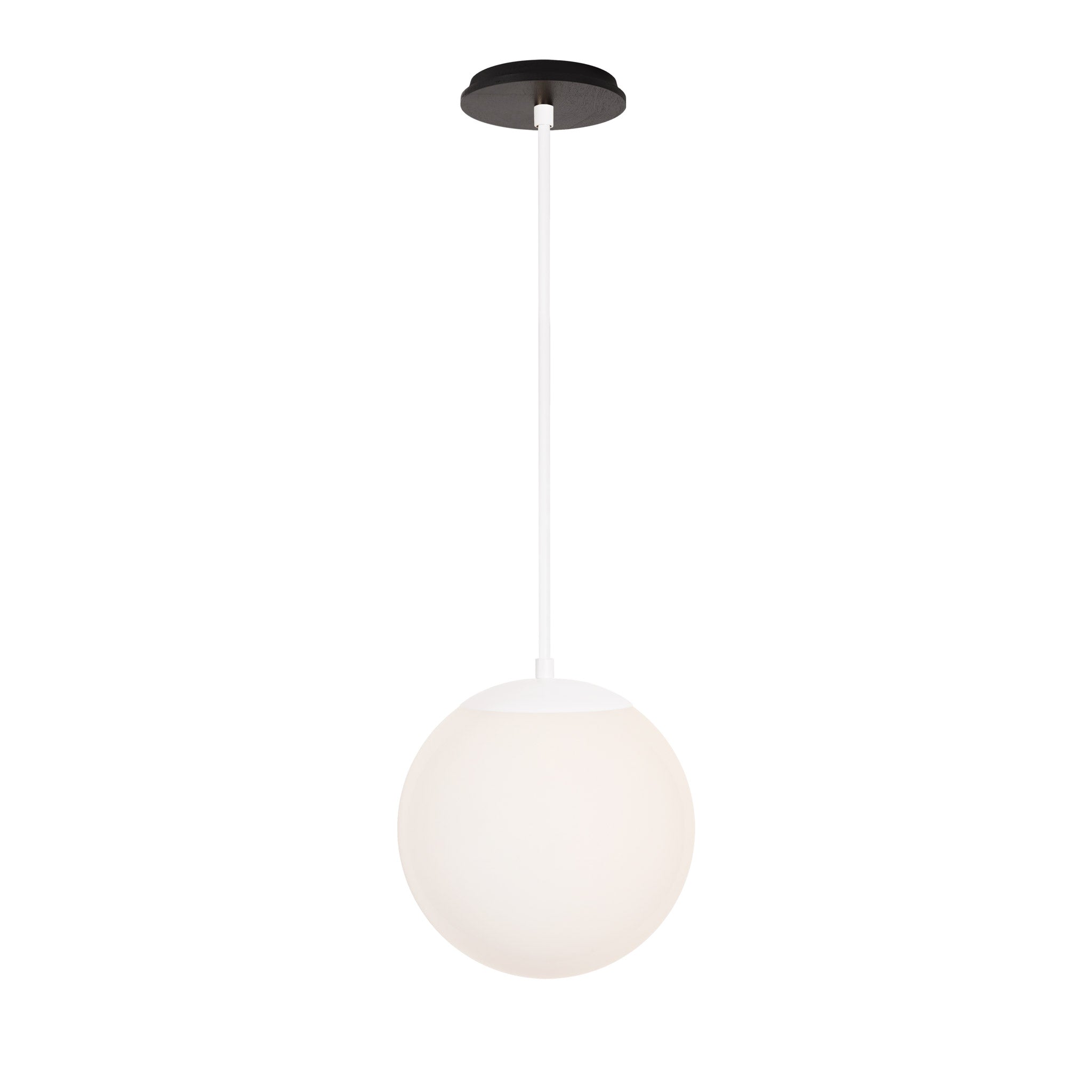 Alto Rod 10” Opal shown in White with a Black Stained Wood Canopy