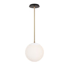 Alto Rod 10” Opal shown in White with Brass and a Black Stained Wood Canopy