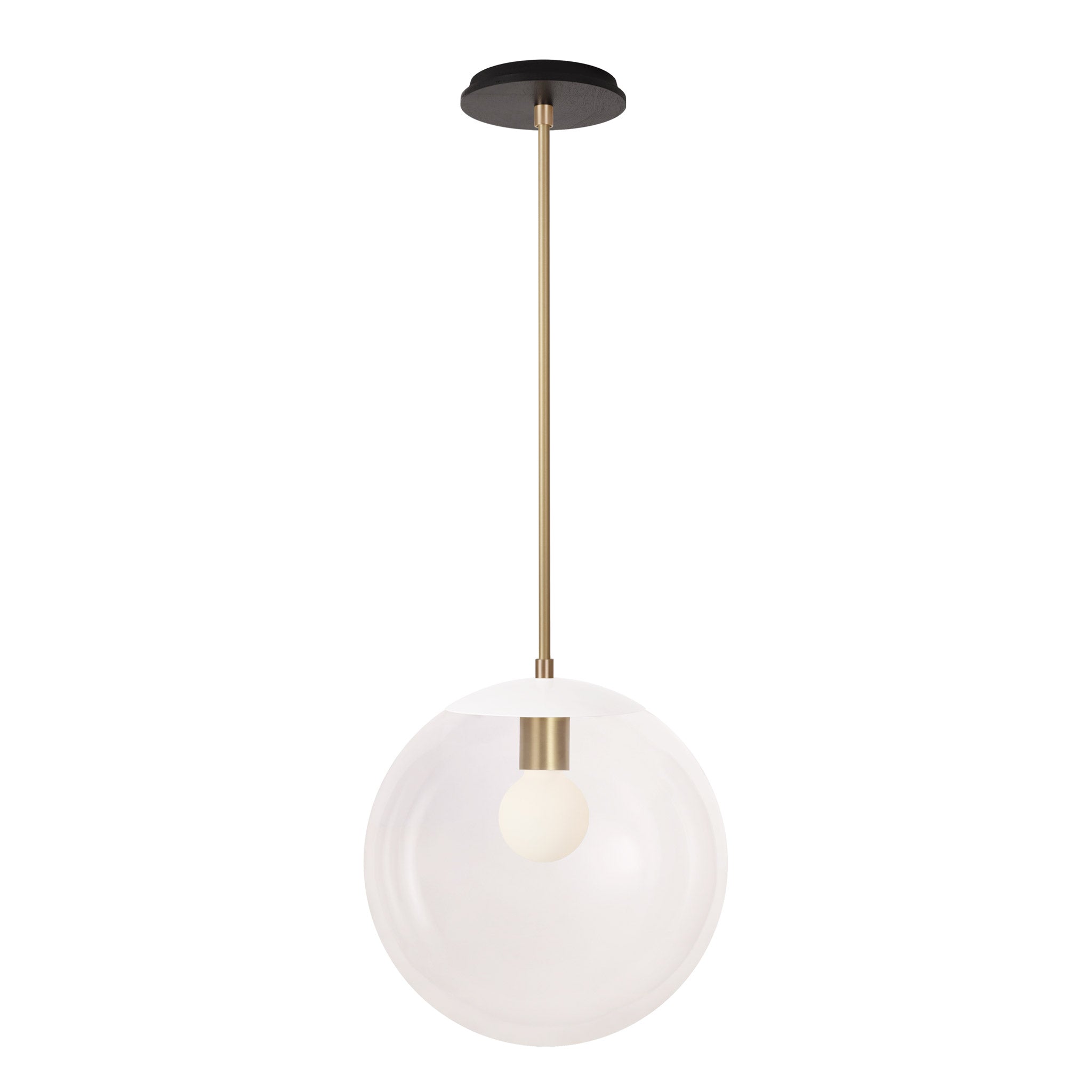 Alto Rod 12” Clear shown in White with Brass and a Black Stained Wood Canopy
