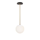Alto Rod 8” Opal shown in White with Brass and a Black Stained Wood Canopy