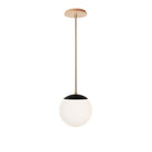 Alto Rod 8” Opal shown in Matte Black with Brass and a Maple Wood Canopy