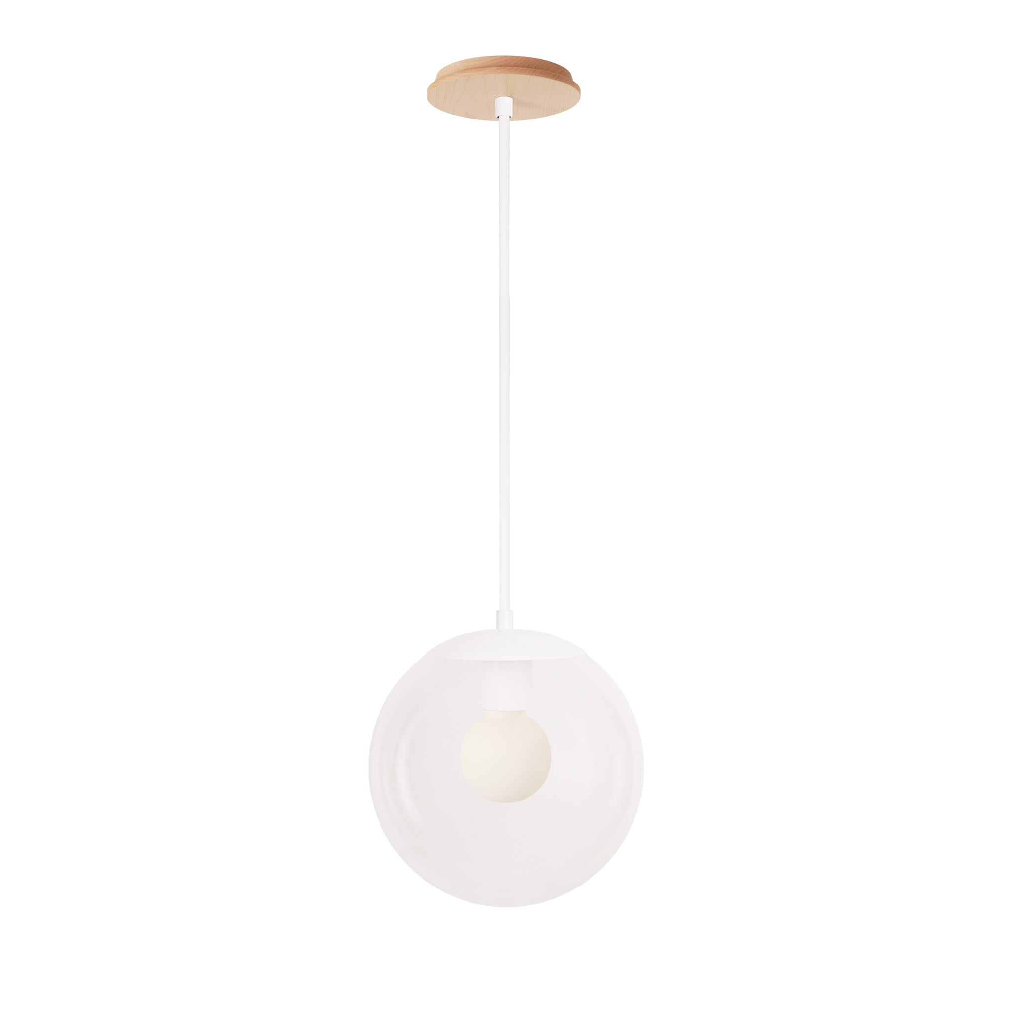 Alto Rod 10” Clear shown in White with a Maple Wood Canopy