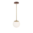 Alto Rod 8” Opal shown in Brass with a Walnut Wood Canopy