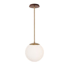 Alto Rod 10” Opal shown in Heirloom Brass with a Walnut Wood Canopy