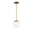 Alto Rod 8” Opal shown in Heirloom Brass with a Walnut Wood Canopy