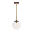 Alto Rod 10” Clear shown in Matte Black with Brass and a Walnut Wood Canopy
