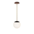 Alto Rod 8” Opal shown in Matte Black with Brass and a Walnut Wood Canopy