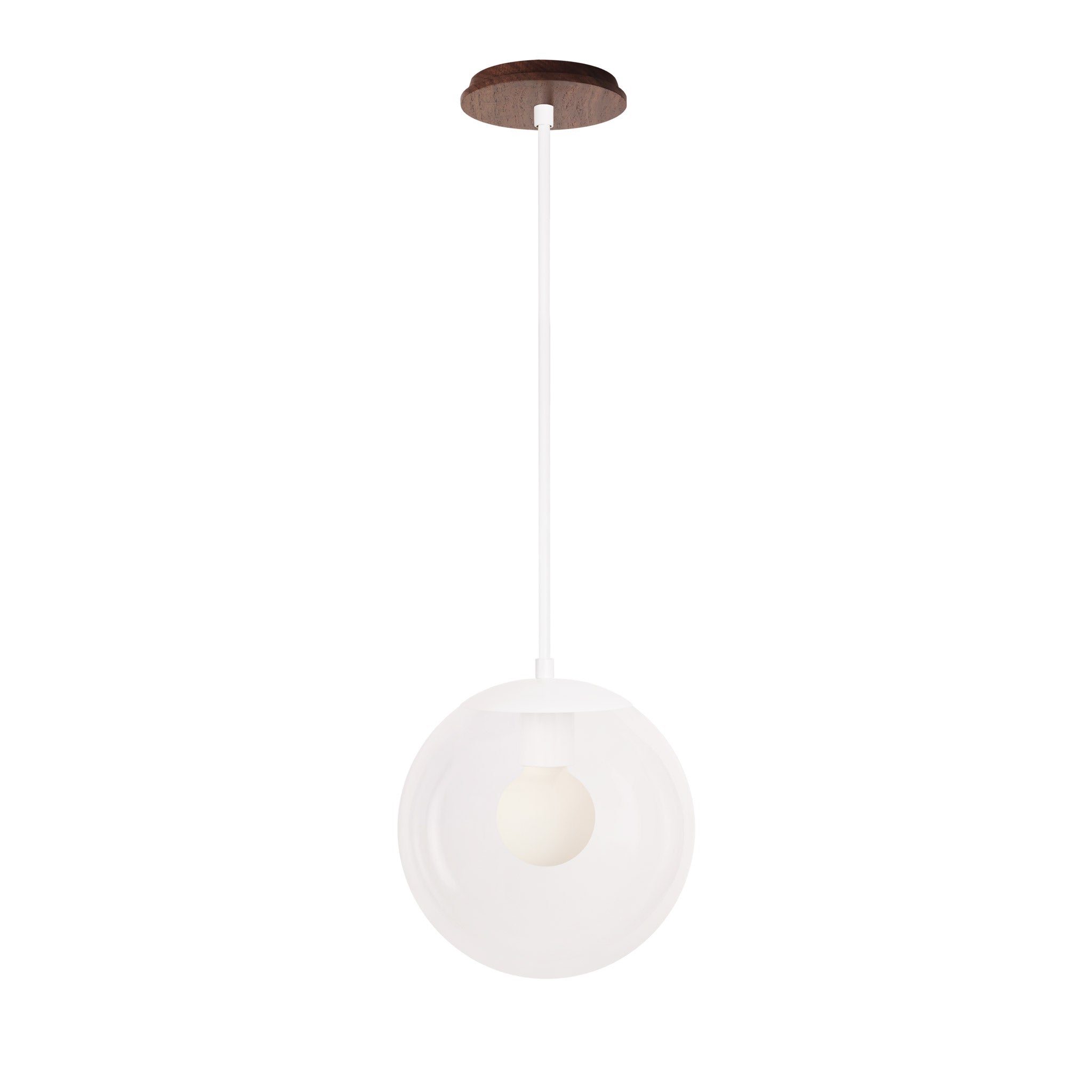 Alto Rod 10” Clear shown in White with a Walnut Wood Canopy