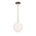 Alto Rod 10” Opal shown in White with Brass and a Walnut Wood Canopy