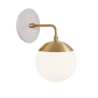 Alto Sconce 6” shown in Brass with a Brownstone White Swift Ceramic Canopy