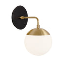 Alto Sconce 6” shown in Brass with a Black Stained Wood Canopy